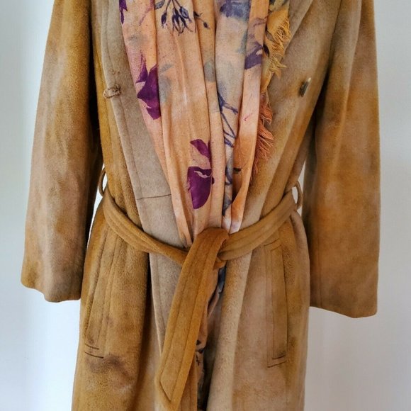 Long CASHMERE wool pea coat trench wrap Med large gray Tan Black beige camel XL - Picture 9 of 11